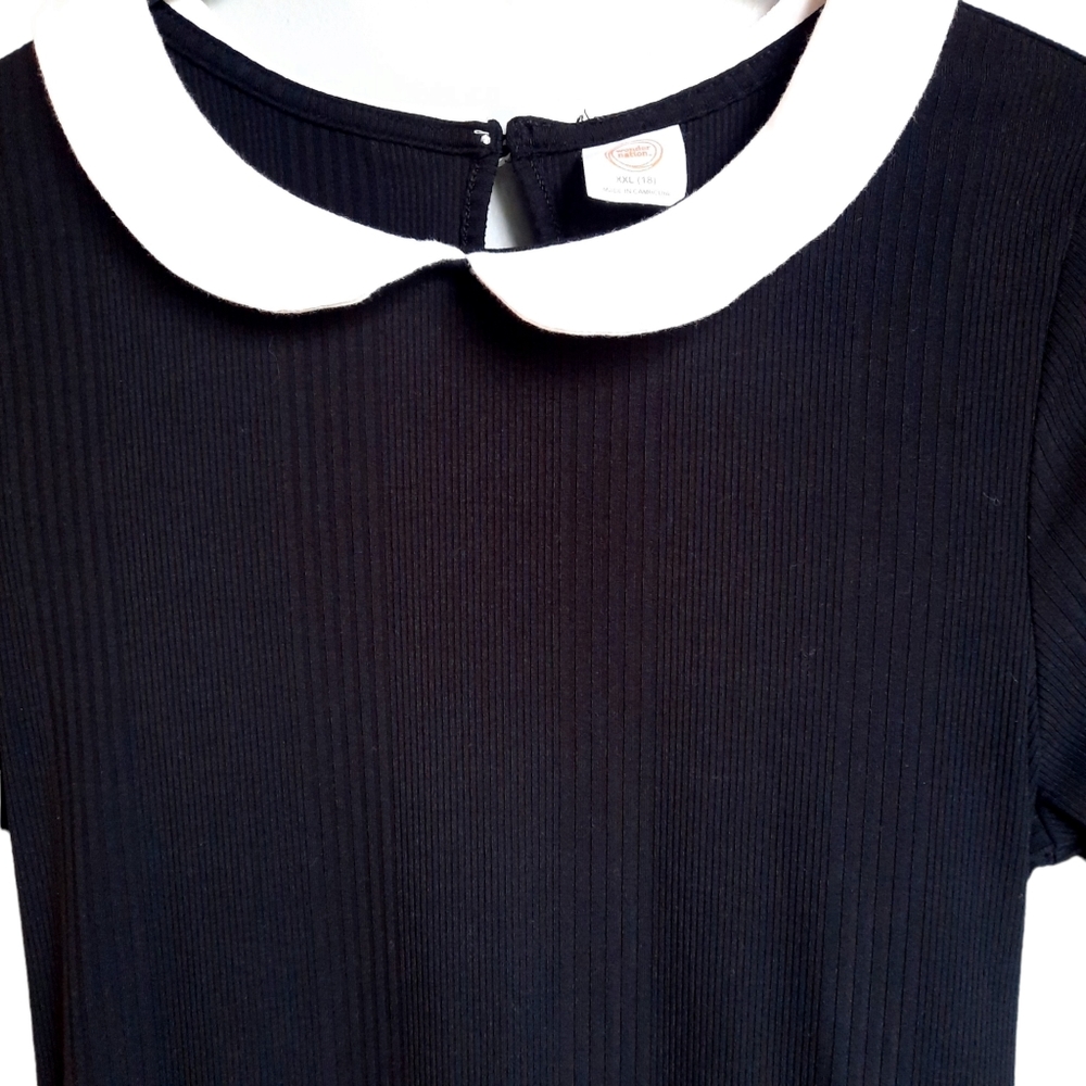 Wonder Nation Wednesday Adams Black Dress White Collar 18 XXL Girls Goth W Small - Picture 3 of 8